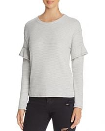 Marc New York Performance Ruffle Trim Striped Thermal Top x at Bloomingdales